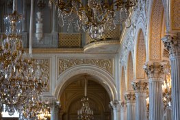 Chandeliers among ornate walls and ceilings in Saint Petersburg's State Hermitage Museum