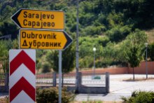 Left to Sarajevo, Bosnia; right to Dubrovnik, Croatia. #Signs
