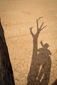 @iStefPayne catching her own shadow on the basement floor of Dead Vlei in the world's oldest desert: The Namib, Namibia in southwestern Africa