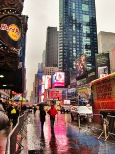 Times Square on a rainy day