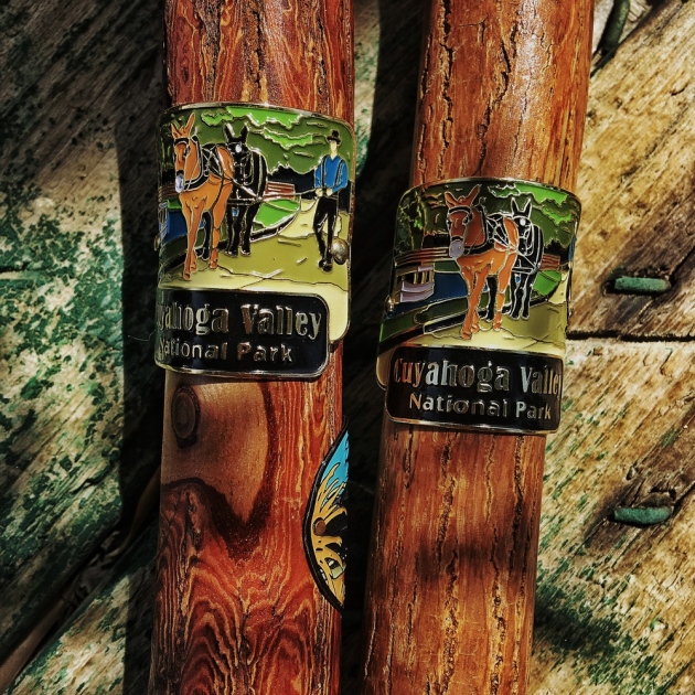 Hiking stick medallions from Cuyahoga Valley National Park
